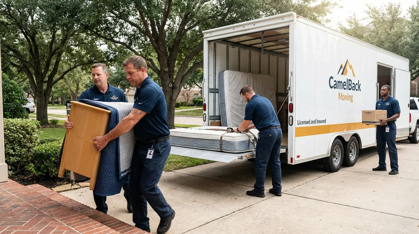Crew loading residential truck for cross-state move from Kearney, MO