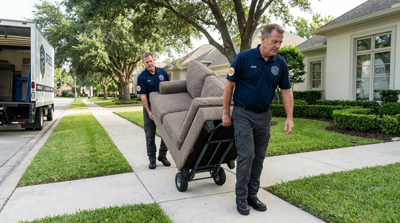 Local residential moving crew loading furniture in Kearney, MO